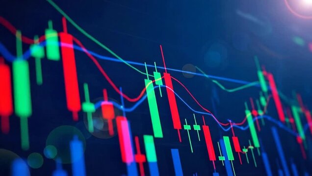 Dynamic Stock Market Candlestick Chart Displaying Financial Data and Investment Trends.