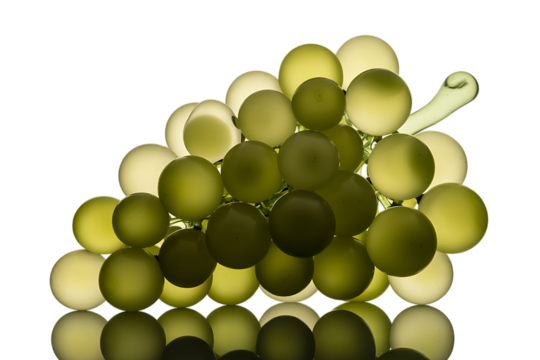 A bunch of ripe green grapes with a stem isolated on transparent background - Powered by Adobe