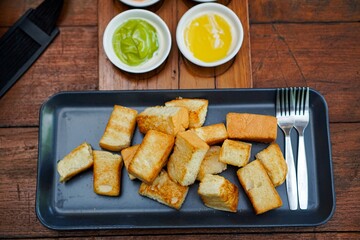 Homemade Toast Bites with Thai Custard Dips