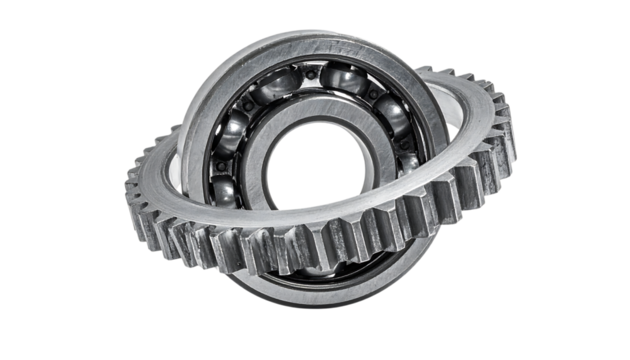 金属ベアリングと歯車｜背景なし・透過PNG・コピースペース