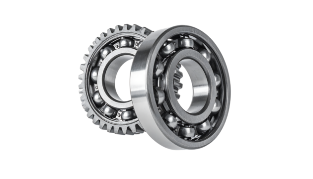 金属ベアリングと歯車｜背景なし・透過PNG・コピースペース