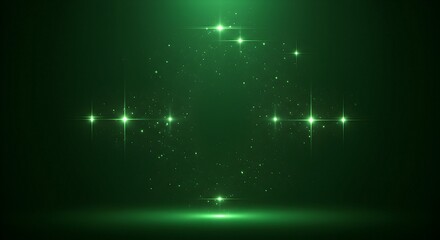 Green Light Effect with Sparkles on Dark Background
