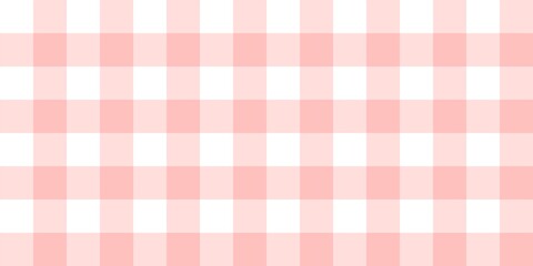 Pink gingham checkered pattern background. Soft pastel pink plaid pattern. Seamless pink and white check design. Sweet vintage picnic tablecloth aesthetic.
