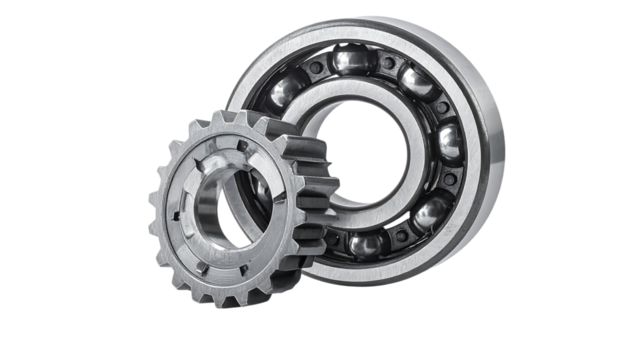 金属ベアリングと歯車｜背景なし・透過PNG・コピースペース