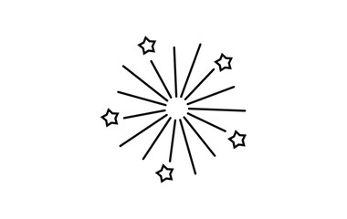 Fireworks outline icon, diwali, new year, holiday, birthday, anniversary, victory, party. vector illustration on transparent background.