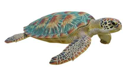 Sea turtle swimming isolated on transparent background