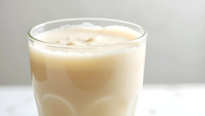 Vanilla Milkshake Close-Up with Condensation Drops on Glass