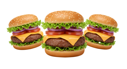 Delicious cheeseburger with multiple layers of beef and cheese