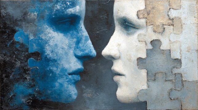 Artistic Representation of Connection and Disconnection Between Faces