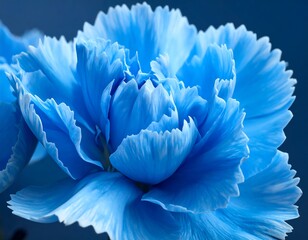 Close-up of a fully bloomed, vibrant blue flower with intricate petals