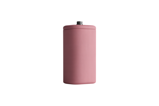 A single pink cylindrical battery isolated on a transparent background for digital use isolated on transparent background