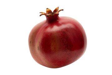 A single ripe red pomegranate fruit isolated on transparent background