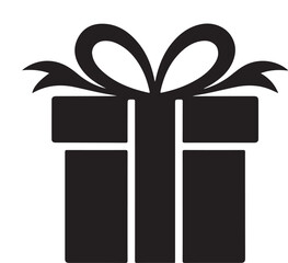  Happy New Year Gift Box Silhouette Vector