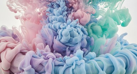 Abstract colorful ink swirls and clouds in water, vibrant fluid dynamics and artistic diffusion patterns