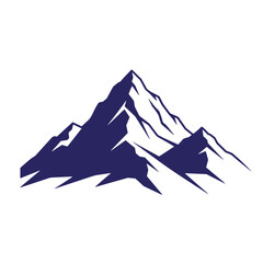 Stylized blue mountain range silhouette isolated against a clean white background