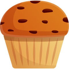 Chocolate Chip Muffin Illustration Delicious Baked Pastry Treat Isolated on Transparent Background