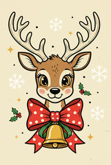 Reindeer with Christmas Bell