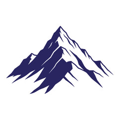 Stylized vector illustration of a majestic mountain range isolated on a clean white background