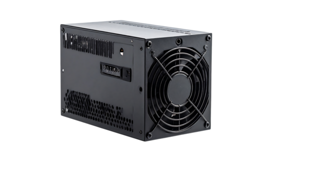 精密な電源装置コンポーネントと電子回路のクローズアップ｜背景なし・透過PNG・コピースペース