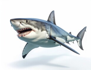 Realistic Great White Shark Detailed Illustration Underwater Predator Creature