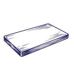 Hand drawn illustration of a simple rectangular shape with engraved outline in detailed style