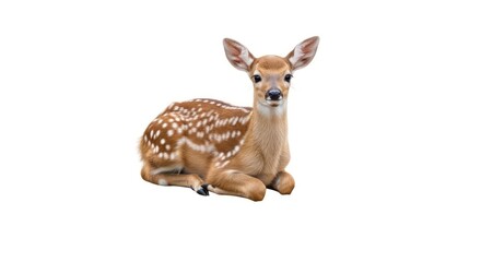 Adorable Young Fawn with White Spots Resting Peacefully Wildlife Animal