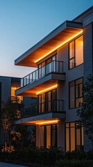 A building with a lot of windows and lights