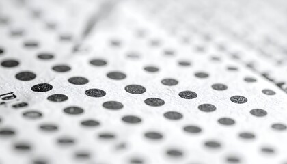 Close-up of a page with a repeating pattern of small, black circles