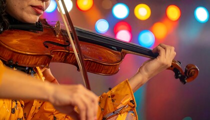 Close-up of a person playing a stringed instrument at an event