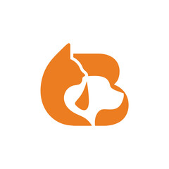 Orange Cat and Dog Silhouette Logo Design with Negative Space