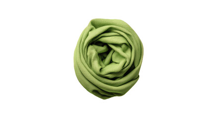 Light green fabric, tightly wound in a rose shape, on black