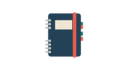 Illustrated minimalist diary graphic with spiral binding and page indexing design