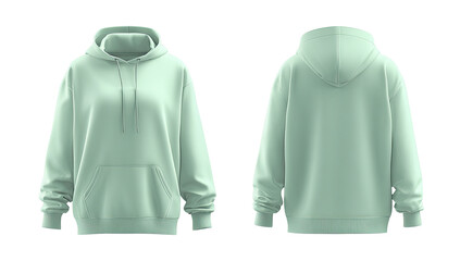 Light mint green hoodie, front and back views