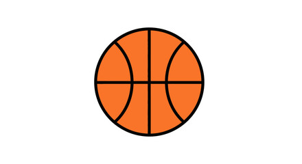 Simplified illustration of an orange basketball with black lines on a white background