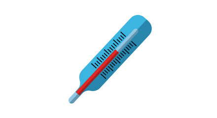Stylized illustration of a thermometer indicating elevated temperature level for healthcare related