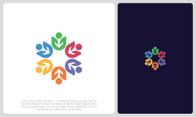 Abstract people colorful logo icon design minimal style illustration. community logo icon vector isolated.	

