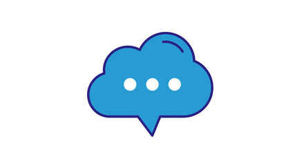 Stylized blue cloud speech bubble communication for cloud based solutions and conversation