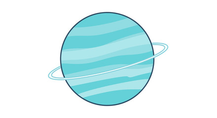 Minimalist Uranus Illustration with Rings on White Background for Educational Resource