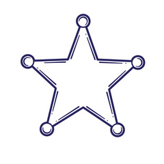 Simple hand drawn sheriff star emblem isolated on a white background in a sketch style
