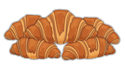 A delightful illustration featuring a pile of golden-brown croissants, perfect for breakfast menus, bakery designs, or sweet treat graphics, presented in a clean, hand-drawn style