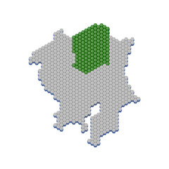 ハニカム構造状の栃木県の地図