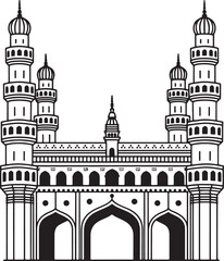Fototapeta premium Charminar Hyderabad India Islamic Architecture Building Landmark Vector