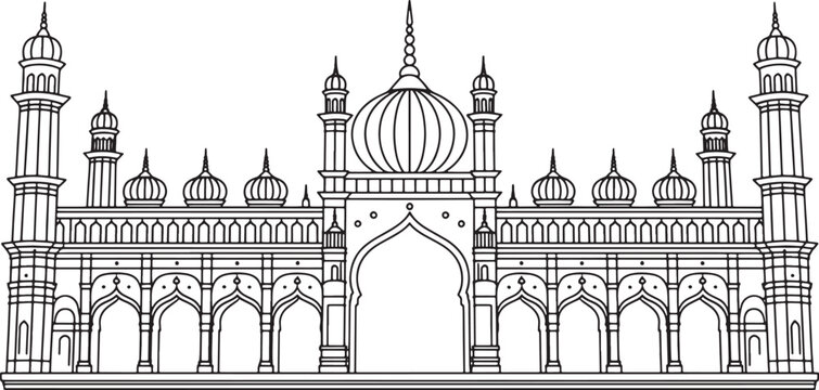 black and white mosque building outline clip art preview