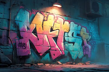 Colorful street graffiti art on wall high resolution picture