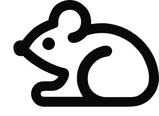 Simple black outline icon of a cute mouse or rodent for design concepts
