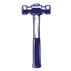Vintage illustration of a classic carpenter's hammer isolated on a clean white background