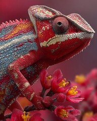 Close up chameleon with detailed skin textures high resolution picture
