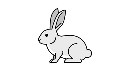 Minimalist rabbit illustration with clean lines and soft color palette providing a whimsical