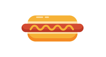 Stylized hotdog icon, representing a classic fast food meal with mustard condiment isolated