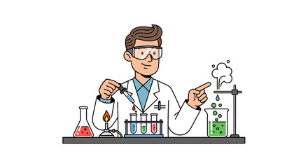 Scientist conducting experiment with dropper and test tubes, laboratory investigation concept